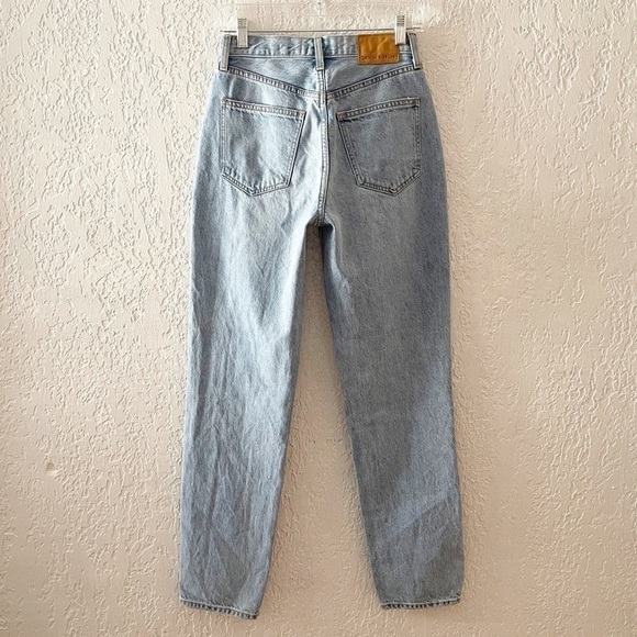 Denim Forum Jeans Pant Aritzia High Boyfriend Loose Distressed Denim Blue 24 - Picture 5 of 14